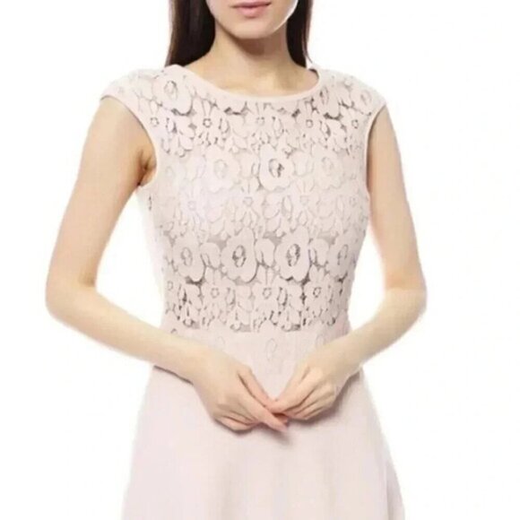 Marc Cain Lace Bodice Dress  Blush Pink Floral US Size 4 - Picture 2 of 15